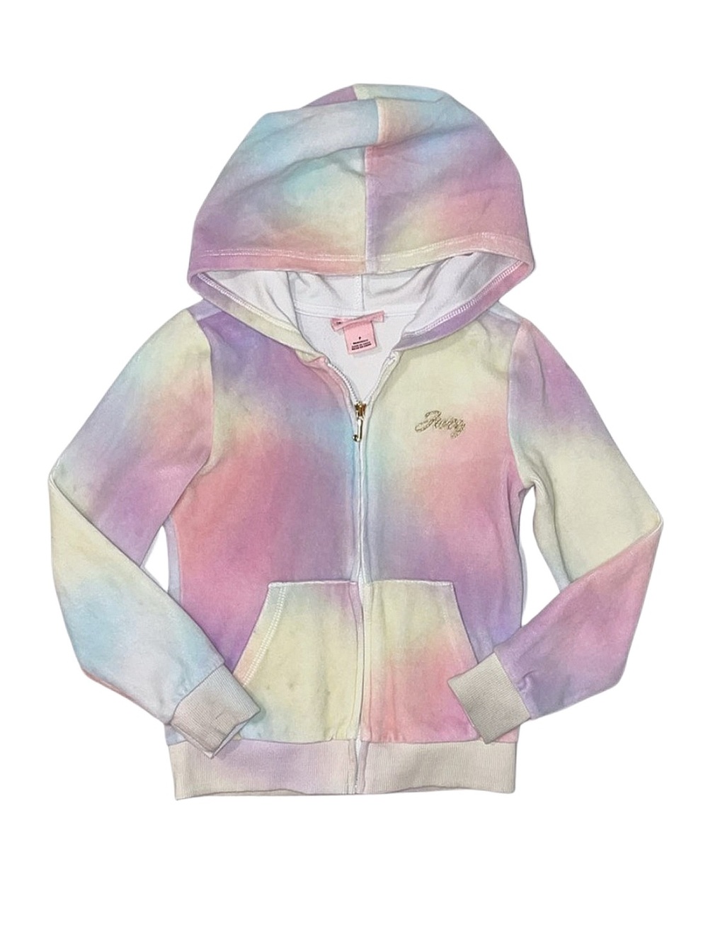 JUICY COUTURE Girl's Tie-Dye Full Zip Long Sleeve Hoodie Size 7